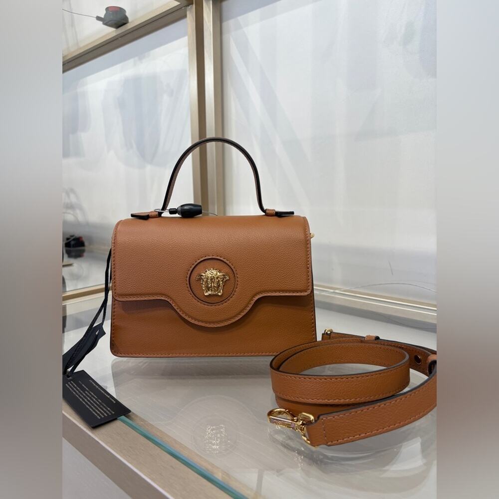 Versace La Medusa Top Handle Crossbody Bag Brown NWT - Picture 1 of 5